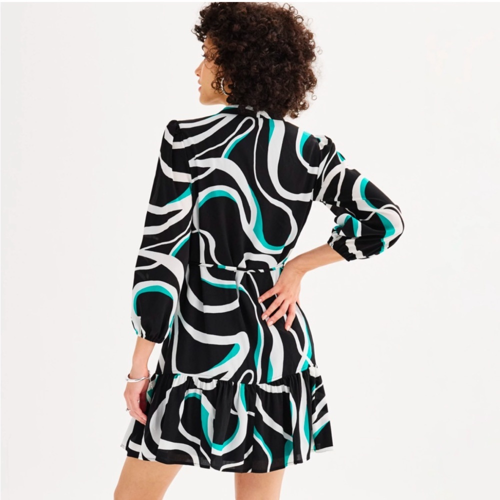 Brand New Women's Nine West Long Sleeve Belted Mini Dress, Size Large, NWT - Picture 3 of 5